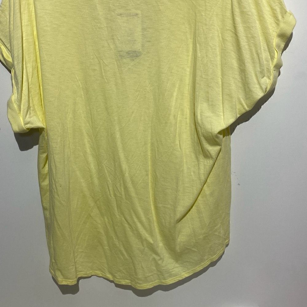 Lucky Brand Womens XL Yellow Short‎ Sleeve Button Up Slub Henley Top Pockets - Picture 8 of 9